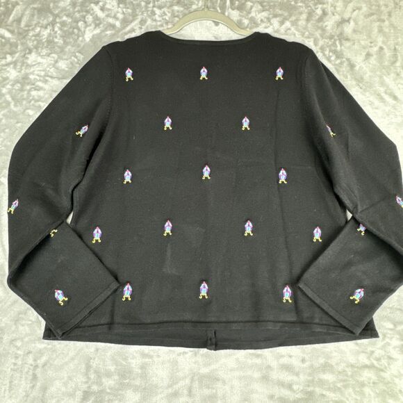 Etoile Embroidered Cardigan Women's XL Black Faberge Egg Easter Funky (1045) - Picture 6 of 9